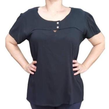 Imagem de Blusa Feminina Básica Preta Rodher Detalhes Botões-Feminino