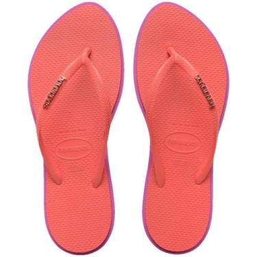 Imagem de Chinelo Havaianas Oficial Slim Point, Rosa, Coral, 35/36
