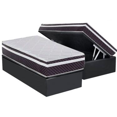 Imagem de Conjunto Box Baú Solteiro: Colchão Molas Herval Ensacadas C1789 + Base CRC Suede Gray (88x188)