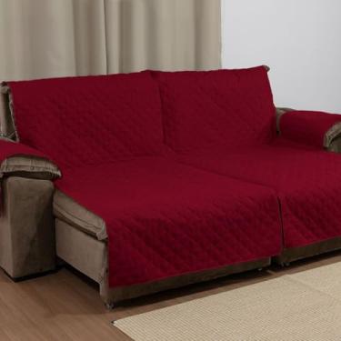 Imagem de Capa para Sofá Retrátil 2,40m x 2,40m | Protetor de Sofá Reclinável e Retrátil | Dois Lugares Lavável Antiderrapante | Proteção para Pets, Crianças e Decoração (Vinho)