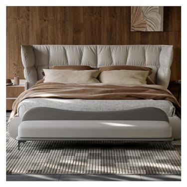 Imagem de Fim da cama banco de armazenamento extremidade da cama, banco longo de couro, banco de quarto estofado moderno para sala de estar, hall de entrada, banco de cama (cor: cinza, tamanho: 150 * 45 * 55 cm