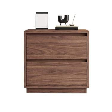 Imagem de ZzleoyuUUs-12 Mesa de chá de madeira simples mesa de cabeceira para casa quarto armário de armazenamento gaveta dupla cor marrom mesa de chão (XS)