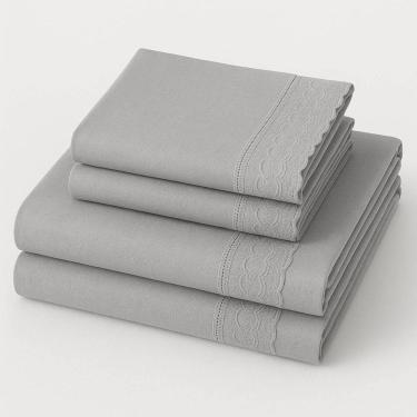 Imagem de Jogo Cama King 4 Peças Bordado Inglês Exclusive By Vivaldi