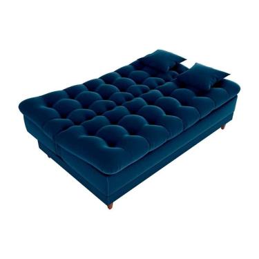 Imagem de Sofá Cama 3 Lugares Casal Confortável 1,85 Larg Duda Matrix Veludo Azul