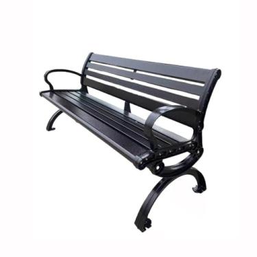 Imagem de ZzleoyuUUs-12 Banco de jardim ao ar livre preto liga de alumínio cadeira de parque banco ao ar livre banco de lazer banco de pátio (médio)