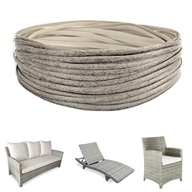 Imagem de Laphivieh Suprimentos de reparo de vime cinza manchado de 1,0 kg, material de substituição de vime de plástico de 1,0 m, kit de reparo de vime para reparo de móveis de pátio