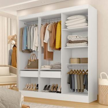 Imagem de Closet 1,80m Ambar Com 2 Gavetas E Cabideiro Em Alumínio Branco - M.a Branco