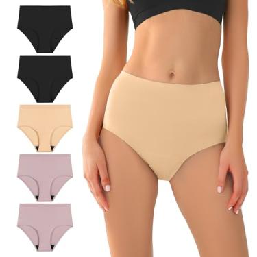 Imagem de BATTEWA Calcinha feminina para incontinência sem costura, ultramacia, à prova de vazamento, 50 ml, absorvente de luz, lavável, pacote com 5 unidades (multicores, grande)