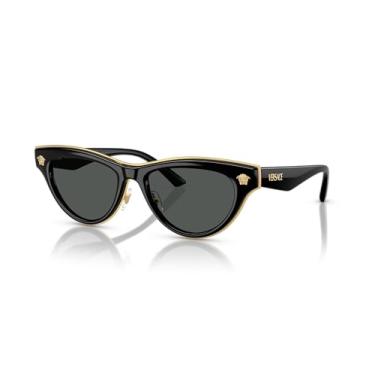 Imagem de Versace Óculos de sol femininos armação preta, lentes cinza escuro, 52 mm