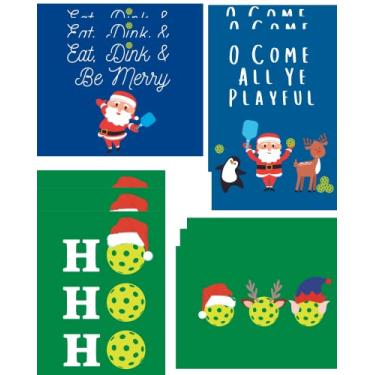 Imagem de Cartões de Natal Pickleball sortidos (pacote com 12) | Cartões de Pickleball de Natal de 12 x 17 com 12 envelopes | Cartolina bonita com envelopes brancos para presentes de Pickleball