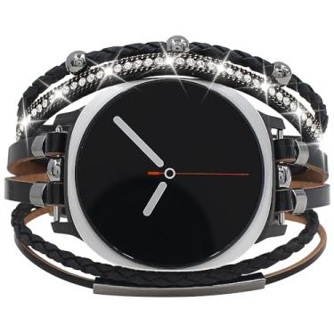 Imagem de Pulseira de couro Boho compatível com Samsung Galaxy Watch 8 de 40 mm/44 mm, Galaxy Watch 8 Classic de 46 mm, pulseira ajustável multicamadas feita à mão para Galaxy Watch 8/8 Classic feminino e