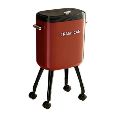 Imagem de Fenteer Lixeira com pernas sem dobrar, versátil, criativa, deslizante para abrir, tampa hermética para banheiro, vaso sanitário, casa, Vermelho com Caster