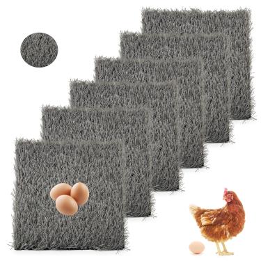 Imagem de PINVNBY 6 peças de almofadas artificiais de ninho de galinheiro, 30,5 x 30,5 cm, laváveis, forros de caixa de ninho de galinha, tapetes de galinha, tapete de grama sintética para galinheiro, animais