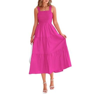 Imagem de Vestido feminino PRETTYGARDEN com blusa midi de verão rosa vermelha GG