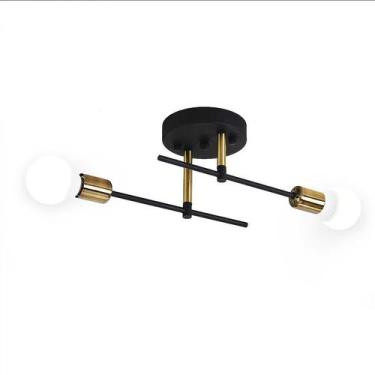 Imagem de Lâmpada de teto LED Nordic Living Room preta e dourada 60W - Lightbek 