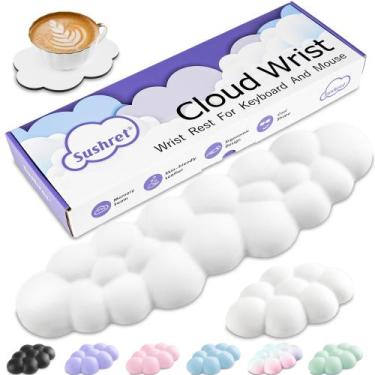 Imagem de Conjunto de teclado e almofadas de pulso Sushret Cloud White