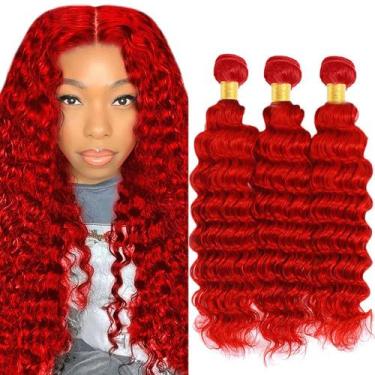 Imagem de Pacotes de cabelo ZevPiul 22 cm Red Deep Wave Brazilian Virgin Remy