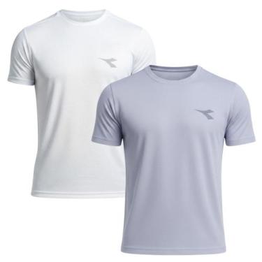 Imagem de Kit 2 Camisetas Diadora Small Logo Masculina - Branco e Cinza XGG, Bra