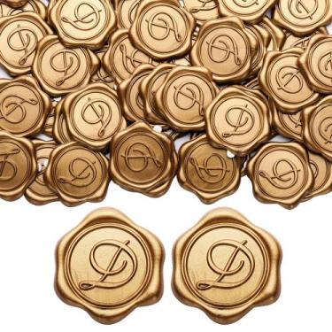 Imagem de Adesivos Wax Seal Yoption Initial Alphabet D, pacote com 100 unidades 