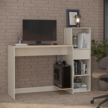 Imagem de Conjunto De Escritório 2 Peças Tech Office Mesa E Armário Li - Off Whi