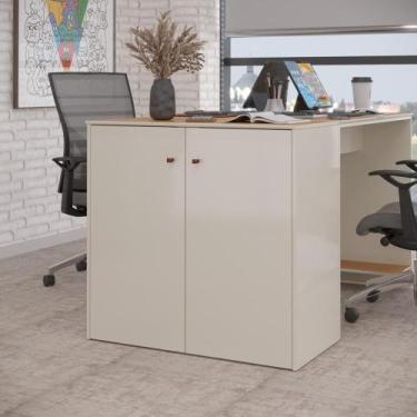 Imagem de Buffet Aparador Compacto Com 2 Portas 77cm Escritório Tech - Off White