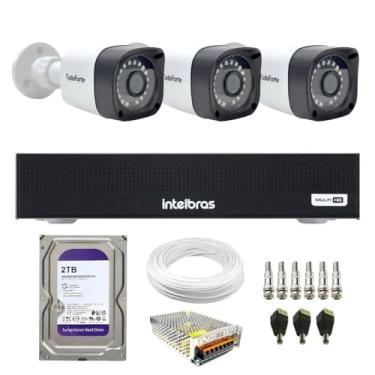 Imagem de Kit 3 Câmeras Tudo Forte TF 2020 B Full HD Bullet Visão 20M Proteção IP66 + DVR Gravador Intelbras MHDX 3104-C 4 Canais + HD 2TB