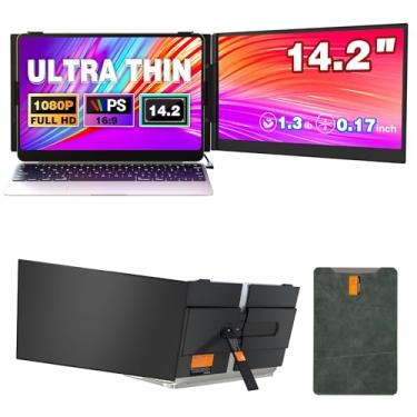 Imagem de Venraty Extensor de tela de laptop ultrafino portátil, monitor portátil leve de 14,2 polegadas 1080p FHD para laptop, adequado para laptops de 13 a 17 polegadas, compatível com Plug & Play, compatível