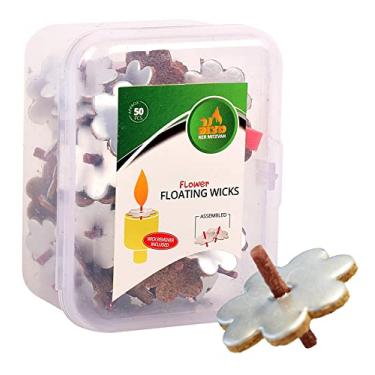 Imagem de Ner Mitzvah Pavios Flutuantes Pré-Montados Em Formato De Flor - 50 Unidades Suportes Discos Algodão E Cortiça Para Copos Óleo