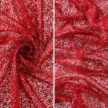 Imagem de Tecido Tule Com Glitter Pesado Explosão | 1,50m (Vermelho,0,50m)
