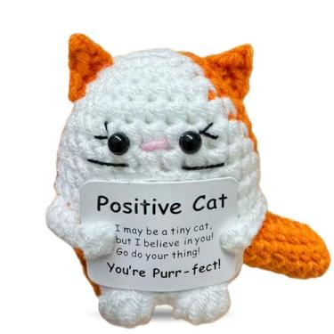 Imagem de LNEMDP Mini Handmade Crochet Cat Christmas Birthday Gifts for Women and Men,Emotional Support Cat is Suitable for Inspirational Gifts for Women,Best Friend,Colleague,Classmate,Sisters,Female Friend