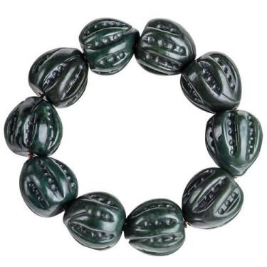 Imagem de Pulseira de jade natural escuro Hetian para homens, miçangas de 22 mm 