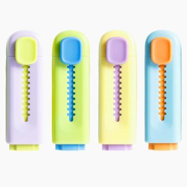 Imagem de Smilo Borrachas retráteis de 4 cores – Cores Divertidas Divertidas para Crianças Estudantes e Artistas, Borracha TPE Sem Manchas para Materiais Escolares e Projetos Criativos