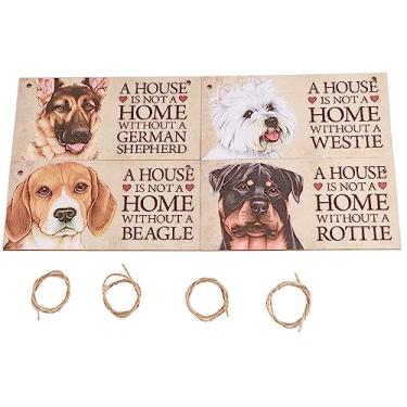 Imagem de Pingente de porta de madeira requintado padrão de cachorro pendurado sinal de buxo premium decoração artesanal para porta da frente parede da sala cafeteria restaurante escritório