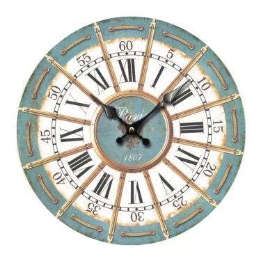 Imagem de Relógio de parede vintage Paris com design rústico de 18 polegadas com algarismos romanos