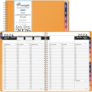 Imagem de Agenda e agenda 2026 Ensight 21,6 x 28 cm com abas grandes, diário, horário, semanal, agenda, agenda, horário de 15 minutos, horário comercial e pessoal, janeiro de 2026, dezembro de 2026, amarelo