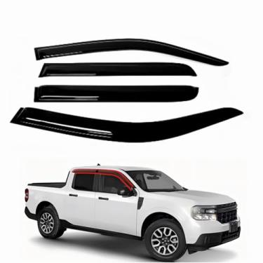 Imagem de ZZDSNJ Viseiras de janela com fita adesiva, 4 peças, compatíveis com Ford Maverick 2022-2025 Sun Rain Guards Shield Shade Smoke