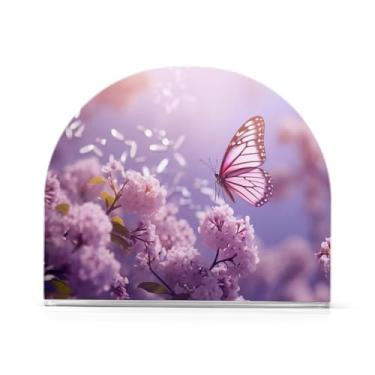 Imagem de Wassud Porta-guardanapos acrílico borboleta em flores, dispensador de guardanapo de papel moderno em forma de U para mesa, cozinha, sala de jantar, bancada 1 peça (comporta 50-60 guardanapos)