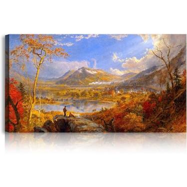Imagem de Starrucca Viaduct Pennsylvania 1865 por Jasper Francis Cropsey Wall Decor The World Classic Art Reprodutions Paintings pictures Giclee Canvas Prints Wall Art for Home Decor Moldura de 100 x 50 cm (40