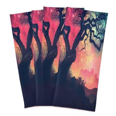 Imagem de xigua Lindo conjunto de 4 panos de prato de cozinha com céu noturno, toalhas de cozinha de secagem rápida altamente absorventes para limpeza de pratos e limpeza manual, 71 x 45 cm