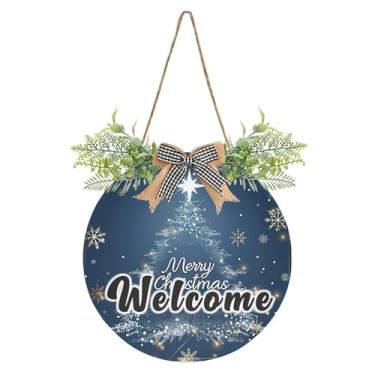 Imagem de YETTASBIN Placa de boas-vindas para árvore de Natal, placa de parede à prova d'água, guirlanda decorativa de alpendre para inauguração de casa, quintal, jardim, decoração de férias, 30 x 30 cm
