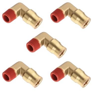 Imagem de HASAOMOI 5 peças de tubo de 0,6 cm OD x 1/20.3 cm NPT Conexões de conexão de rosca latão 90 graus União Cotovelo Joint Aprovado DOT, kit de suspensão a ar adaptador de linha de ar para reboques de