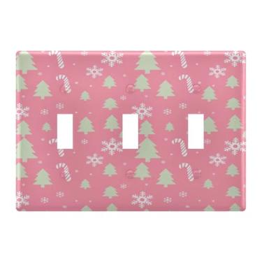 Imagem de Burbuja Capa de placa de parede para interruptor de luz de árvores de Natal, placa decorativa de parede, parafusos incluídos, 3 gangos