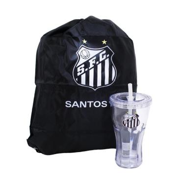 Imagem de Copo Com Canudo 550ml E Mochila Tipo Saco - Santos-Unissex