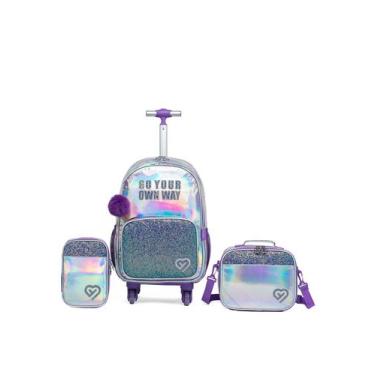 Imagem de Kit Mochila Escolar Menina Glitter Estojo Lancheira - Yupe, U