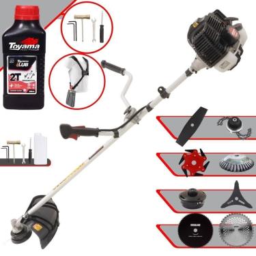Imagem de Roçadeira Kawashima Kw43le À Gasolina 43cc 1,7hp + Faca 2p + Faca 40d + Faca 80d + Faca 6p + Escova 38c + Trimmer + Óleo