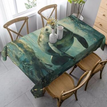 Imagem de ZTPOWQA Toalha de mesa de jantar com estampa de animais boi, 99 x 139 cm, retangular, impermeável, reutilizável, festa de jantar