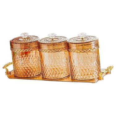 Imagem de YWJLQH Recipiente para armazenar alimentos, temperos, pote profissional para guardar utensílios, lata para gaveta, presente, tampa hermética, com, Âmbar