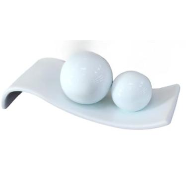 Imagem de Centro De Mesa Em Cerâmica-Decoração para sala, quarto, rack, aparador, escritório, enfeite, esfera, mesa(Branco)