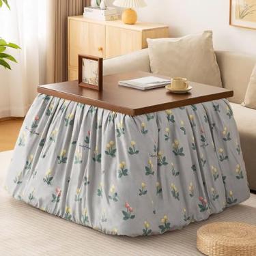 Imagem de Conjunto de mesas estilo japonês Kotatsu e futon, mesa de aquecimento japonês, mesa de escrita de computador, mesa de fogão quadrada aquecida, adequada para sala de estar e quarto (80 cm/31,5 pol, B)