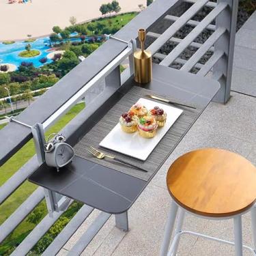 Imagem de Mesa suspensa de parede, mesa dobrável para laptop, varanda, mesa de jantar dobrável montada na parede, mesa flutuante pequena com economia de espaço (80 cm/31,5 pol, preto (suporte branco))